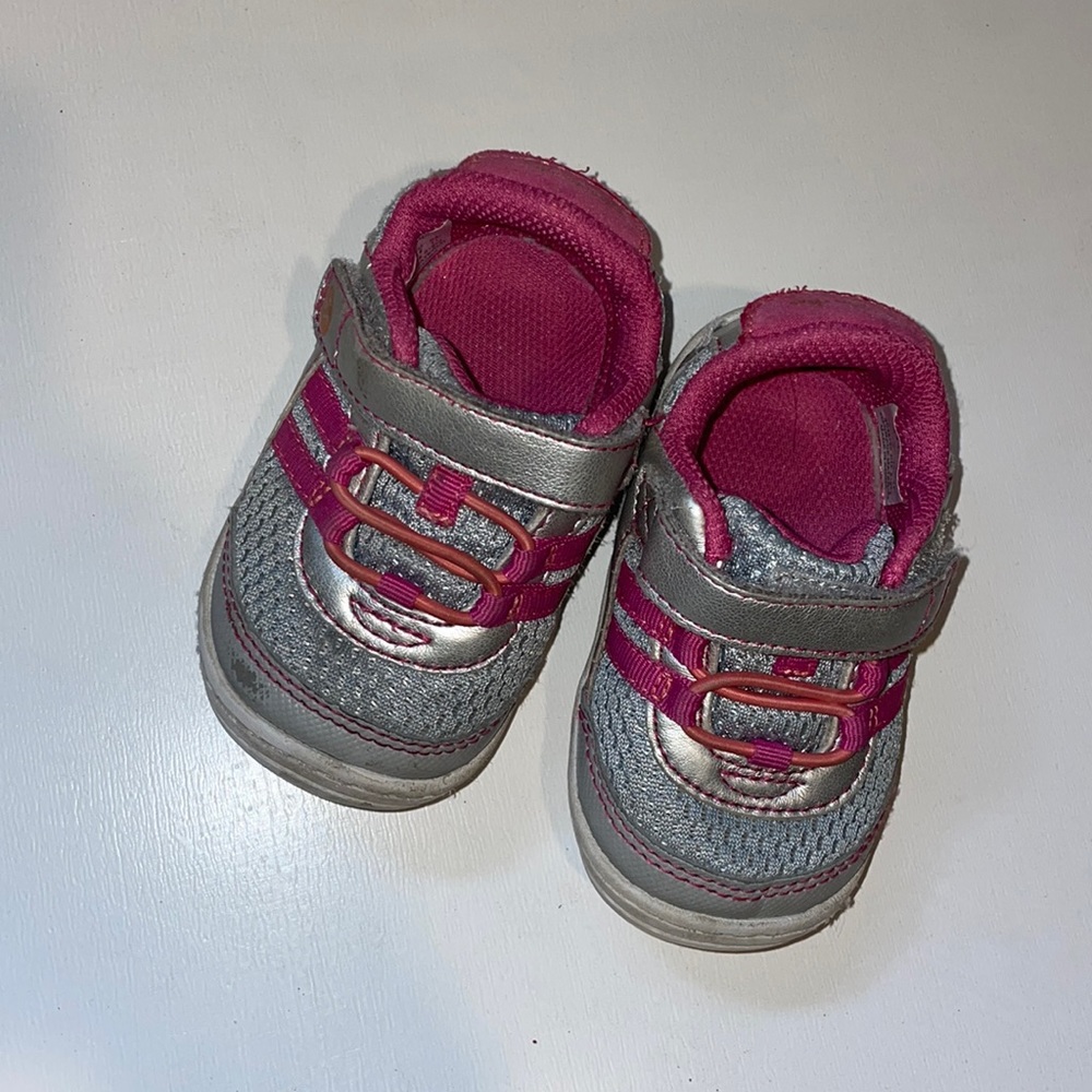 Stride Rite Pink and Silver Baby Shoes